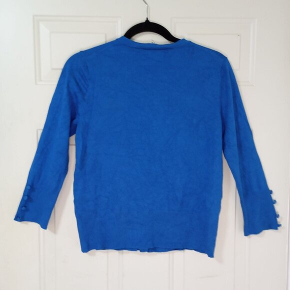 Grace Petite Womens Blue Cardigan Sweater Size PS With Button Detail - Picture 5 of 8